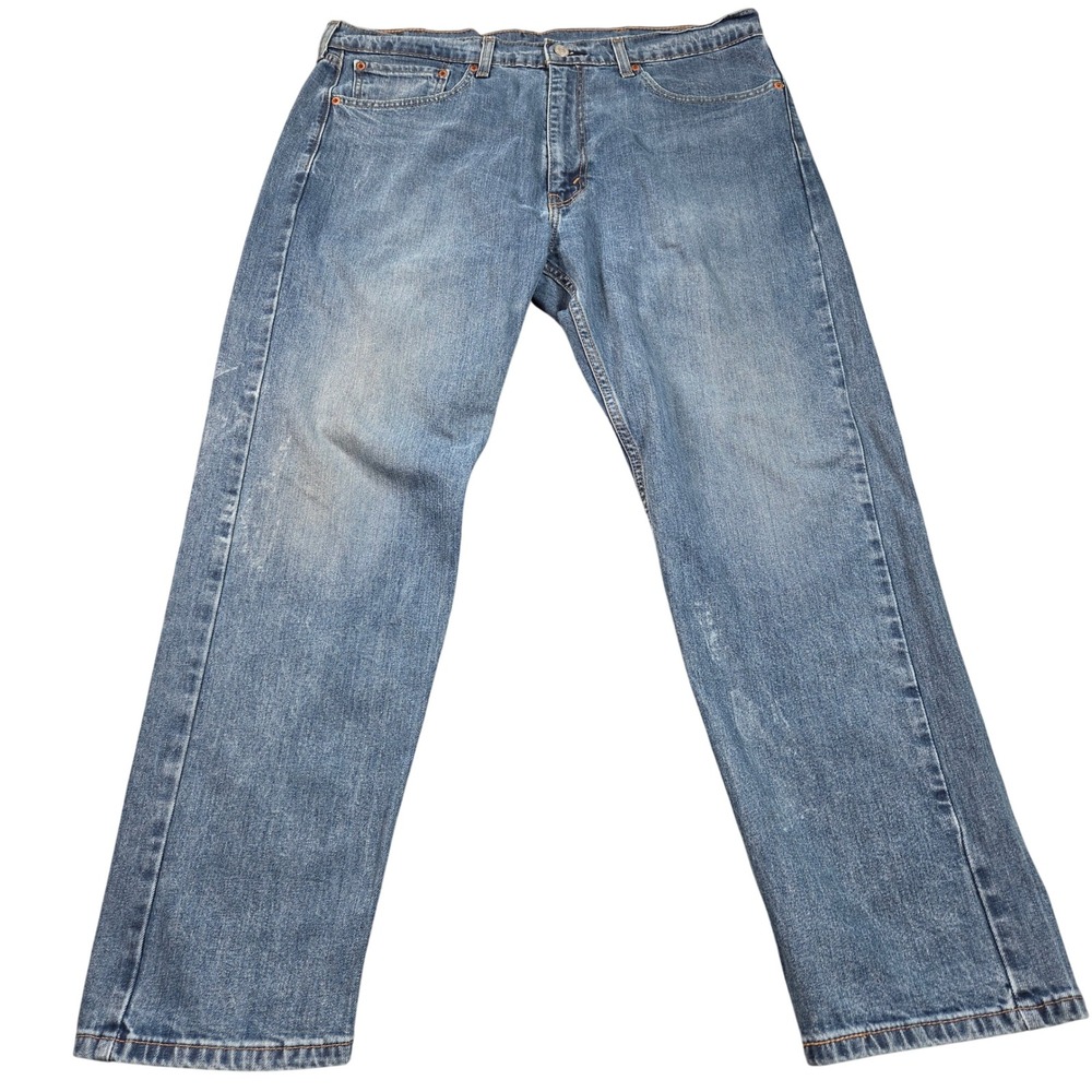Levis 505 Regular Fit Jeans Mens 38x30 Blue Medium Wash Straight Leg Denim